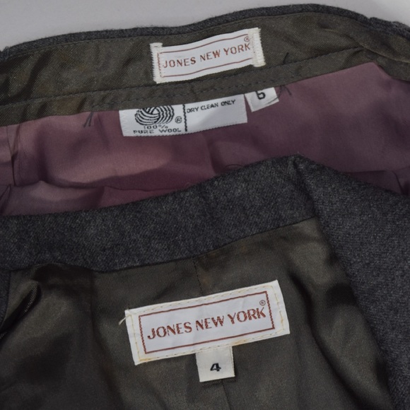 Jones New York Gray 100% pure wool 2 piece Skirt Suit - Picture 5 of 11